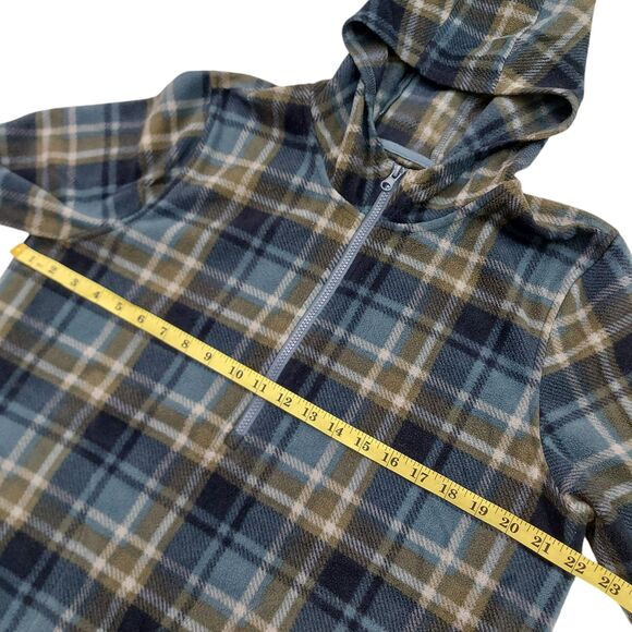 O'Neill Hooded Fleece Sweatshirt Womens Large Green Plaid 1/2 Zip Warm Outdoor - Picture 6 of 12